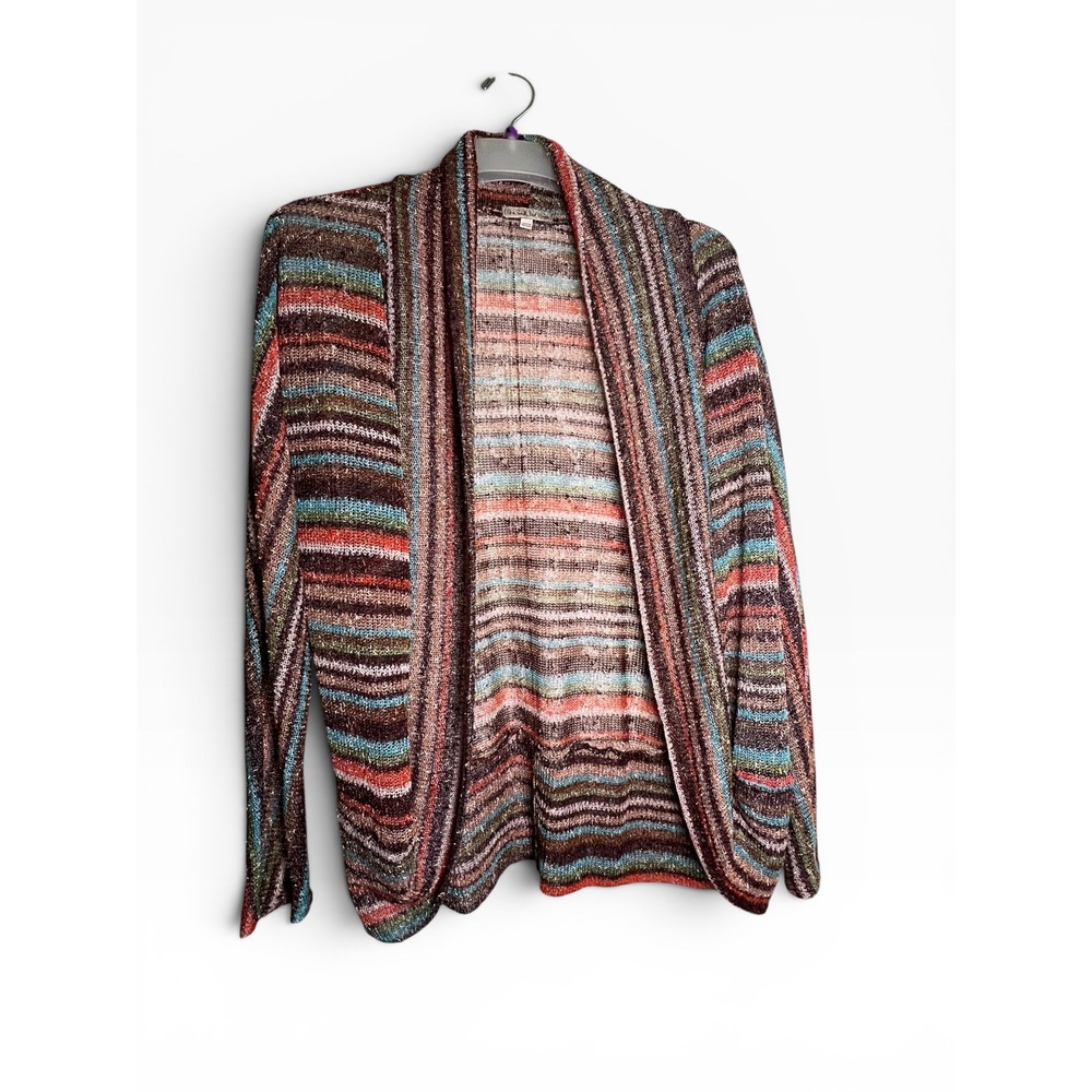 Live & Let Live Boho Crochet Open Knit‎ Striped Cardigan Sweater Large